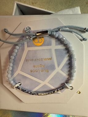 Gorjana Blue Lace Agate Beaded Bracelet with Silver Accents
